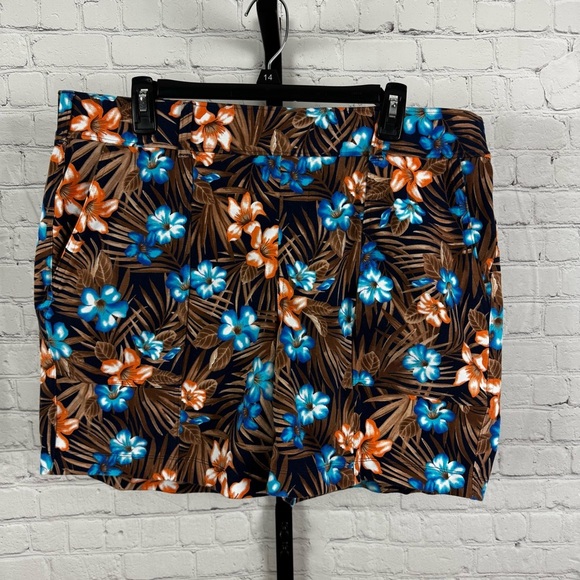 Lands’ End Brown Floral Cotton Spandex Pull On Shorts Size 1X - Picture 1 of 5